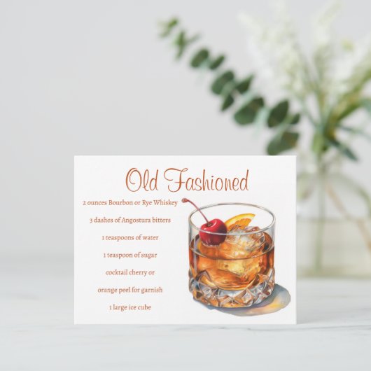 Oude gefaseerde Drink Recipe Briefkaart (Staand voorkant)