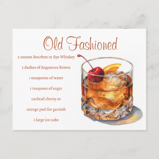 Oude gefaseerde Drink Recipe Briefkaart (Voorkant)