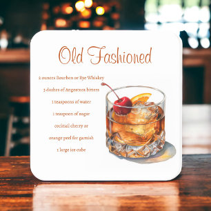 Oude gefaseerde Drink Recipe Kartonnen Onderzetters
