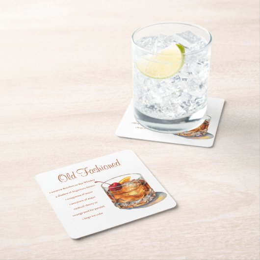 Oude gefaseerde Drink Recipe Kartonnen Onderzetters (Insitu)