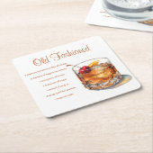 Oude gefaseerde Drink Recipe Kartonnen Onderzetters (Schuin)