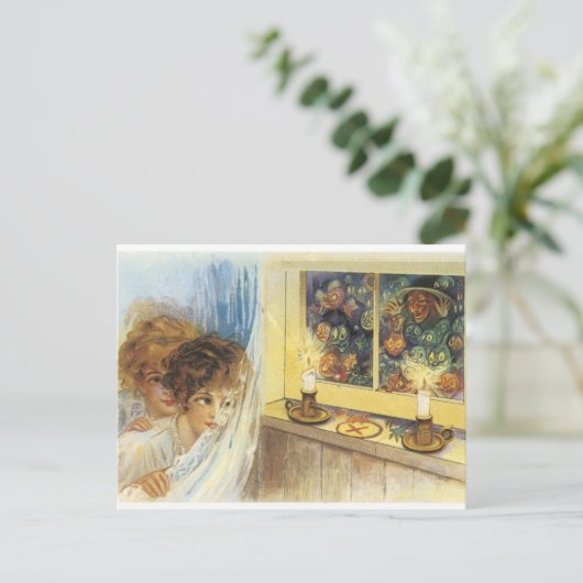 Oude gefaseerde Halloween-hosts en -oblins Briefkaart (Staand voorkant)