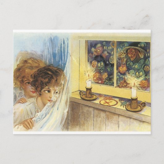 Oude gefaseerde Halloween-hosts en -oblins Briefkaart (Voorkant)