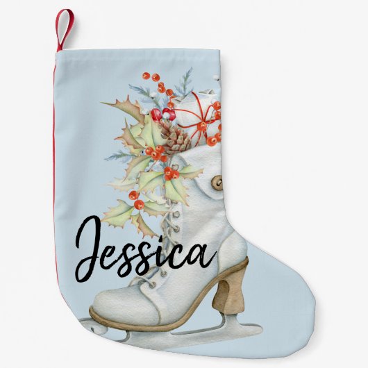Oude gefaseerde ijskap-Schaats - Aangepaste stopze Kleine Kerstsok (Voorkant)