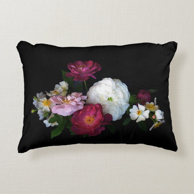 Oude gefaseerde Rozen Accent Pillow Decoratief Kussen (Voorkant)