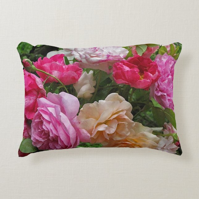 Oude gefaseerde Rozen Accent Pillow Kussen (Voorkant)