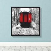 Oude gefaseerde stoomtrein met rode cabine canvas afdruk (Insitu (Houten vloer))
