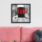 Oude gefaseerde stoomtrein met rode cabine canvas afdruk (Insitu (Woonkamer))