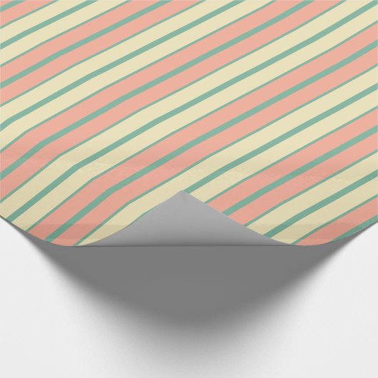 Oude gefaseerde strepen in Blauwgroen parelroze cr Cadeaupapier (Hoek)
