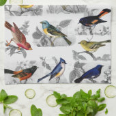 Oude gefaseerde vogels theedoek (Gevouwen)