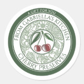 Oude gefashioned Cherry jam Stylized Fruit and Flo Ronde Sticker (Voorkant)