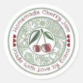Oude gefashioned Cherry jam Stylized Fruit and Flo Ronde Sticker (Voorkant)