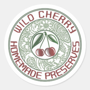 Oude gefashioned Cherry jam Stylized Fruit and Flo Ronde Sticker