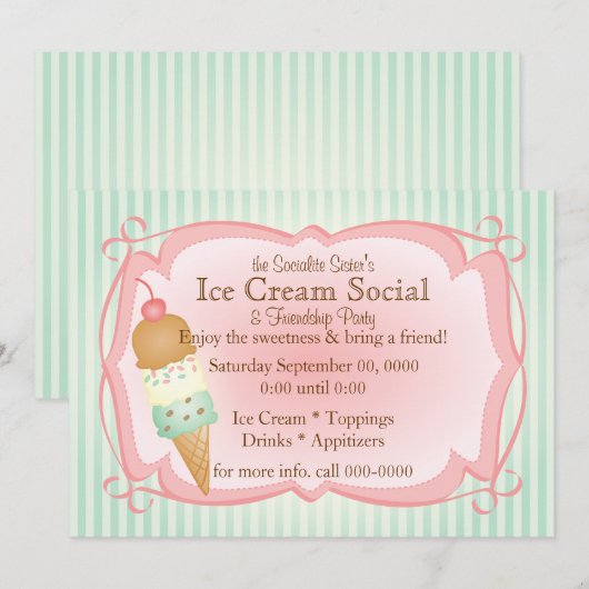 Oude gefashioned Ice Cream Social! Kaart (Voorkant / Achterkant)