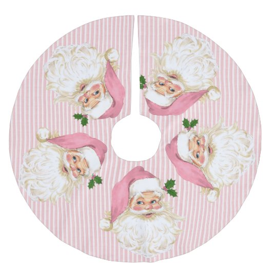 Oude gefashioned kerstman roze streep geborsteld kerstboom rok (Voorkant)