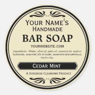 Oude, gefashioned look Handmade Soap Labels Round