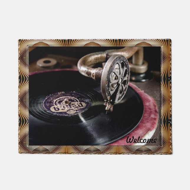 Oude gefashioned Platenspelers Doormat Deurmat (Voorkant)