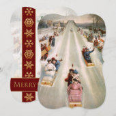 Oude, gefashioned Toboggan run Fancy kerstmis Feestdagenkaart (Voorkant / Achterkant)