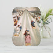 Oude, gefashioned Toboggan run Fancy kerstmis Feestdagenkaart (Staand voorkant)