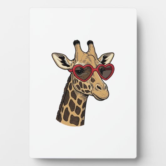 Oude Gegraveerde Giraffe Hart Zonnebril Design_1 Fotoplaat (voorkant)