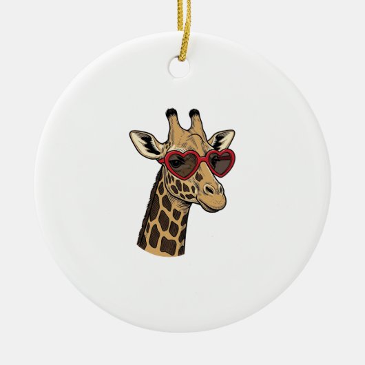 Oude Gegraveerde Giraffe Hart Zonnebril Design_1 Keramisch Ornament (Voorkant)