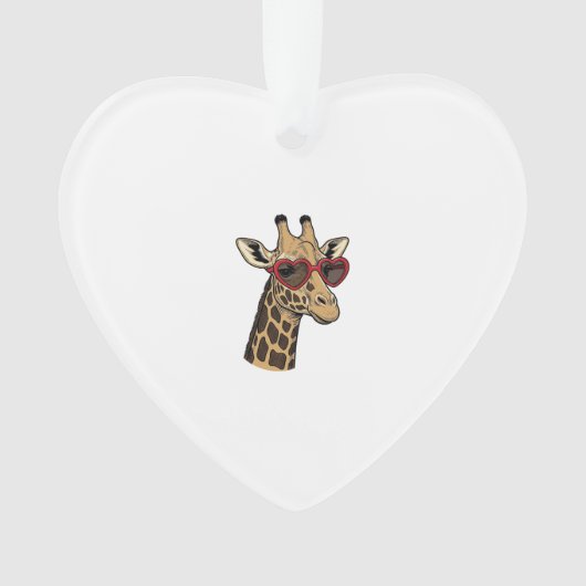 Oude Gegraveerde Giraffe Hart Zonnebril Design_1 Ornament (voorkant)
