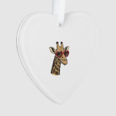 Oude Gegraveerde Giraffe Hart Zonnebril Design_1 Ornament (voorkant)