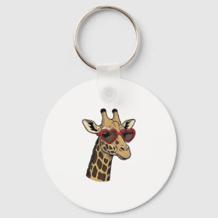 Oude Gegraveerde Giraffe Hart Zonnebril Design_1 Sleutelhanger