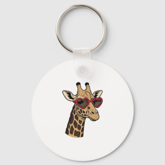 Oude Gegraveerde Giraffe Hart Zonnebril Design_1 Sleutelhanger (Voorkant)