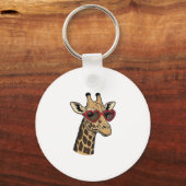 Oude Gegraveerde Giraffe Hart Zonnebril Design_1 Sleutelhanger (Voorkant)