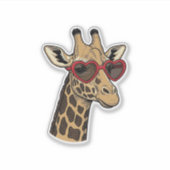 Oude Gegraveerde Giraffe Hart Zonnebril Design_1 Sticker (Voorkant)