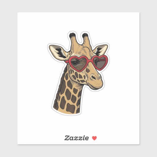 Oude Gegraveerde Giraffe Hart Zonnebril Design_1 Sticker (Vel)