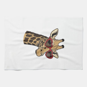 Oude Gegraveerde Giraffe Hart Zonnebril Design_1 Theedoek
