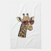 Oude Gegraveerde Giraffe Hart Zonnebril Design_1 Theedoek (Verticaal)