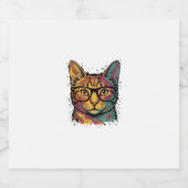 Oude Gegraveerde Kat Met Bril Vectorontwerp_1 Sparkling Wijnetiket (Enkel label)