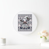 Oude Gegraveerde Kerst Koe Ugly Sweater Ontwerp Grote Klok (Huis)