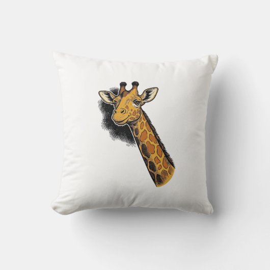 Oude Gegraveerde Mop Giraffe Shirt Ontwerp_1 Kussen (Voorkant)