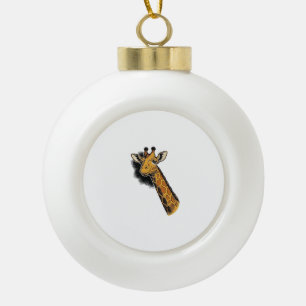 Oude Gegraveerde Mopshals Giraffe Shirt Ontwerp_1 Keramische Bal Ornament