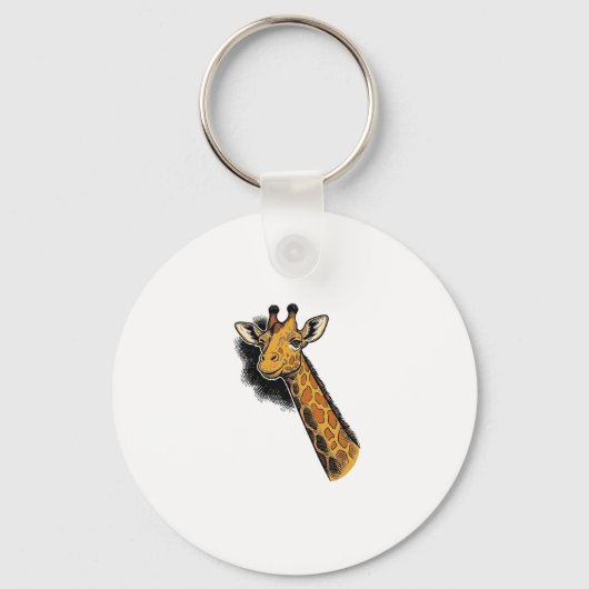 Oude Gegraveerde Mopshals Giraffe Shirt Ontwerp_1 Sleutelhanger (Voorkant)