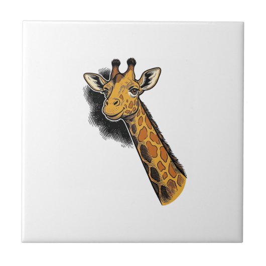 Oude Gegraveerde Mopshals Giraffe Shirt Ontwerp_1 Tegeltje (Voorkant)