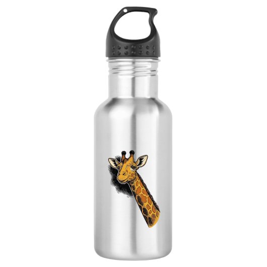 Oude Gegraveerde Mopshals Giraffe Shirt Ontwerp_1 Waterfles (Voorkant)