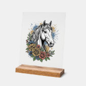 Oude gegraveerde paard bloem vector shirt ontwerp_ acryl bord (Hoek)