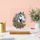 Oude gegraveerde paard bloem vector shirt ontwerp_ acryl bord (Huwelijk)