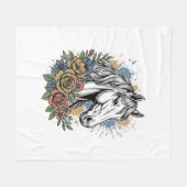 Oude gegraveerde paard bloem vector shirt ontwerp_ fleece deken (Voorkant (Horizontaal))