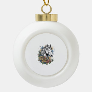 Oude gegraveerde paard bloem vector shirt ontwerp_ keramische bal ornament
