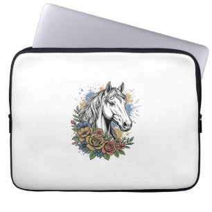 Oude gegraveerde paard bloem vector shirt ontwerp_ laptop sleeve