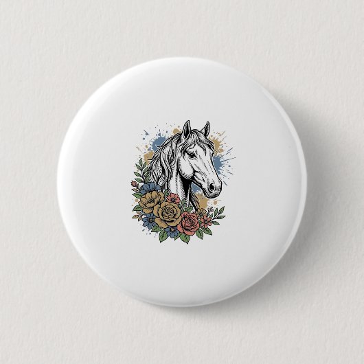 Oude gegraveerde paard bloem vector shirt ontwerp_ ronde button 5,7 cm (Voorkant)