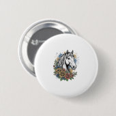 Oude gegraveerde paard bloem vector shirt ontwerp_ ronde button 5,7 cm (Voorkant /achterkant)