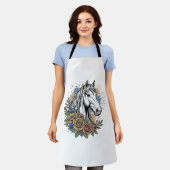 Oude gegraveerde paard bloem vector shirt ontwerp_ schort (Gedragen)