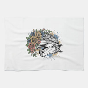 Oude gegraveerde paard bloem vector shirt ontwerp_ theedoek